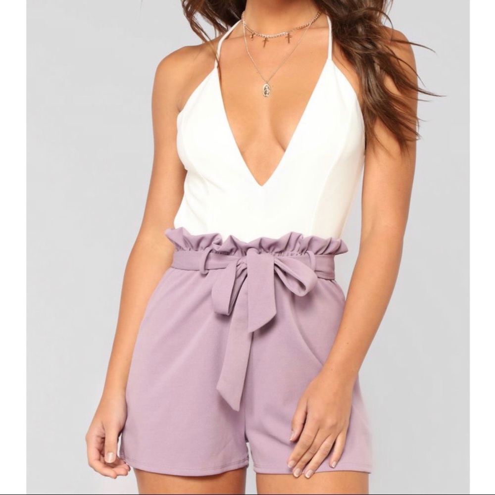 White and Lavender Romper